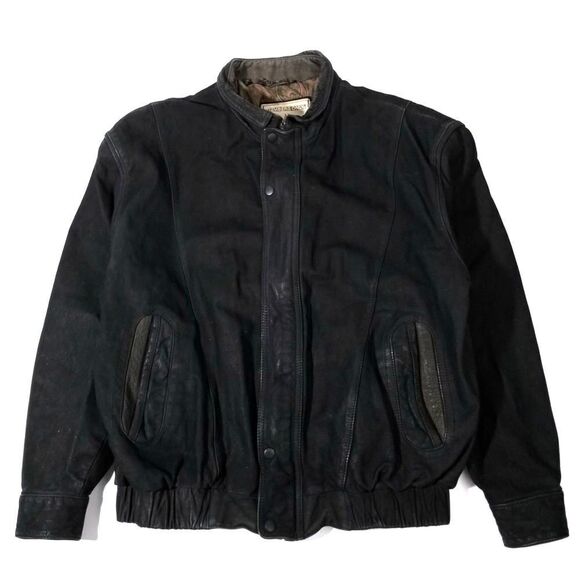 VINTAGE 80's Members Only Classic Aviator Military Bomber Jacket Mens 1X Black - Picture 1 of 12